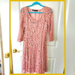 Vintage 90s Pink Guipure Lace Princess Dress